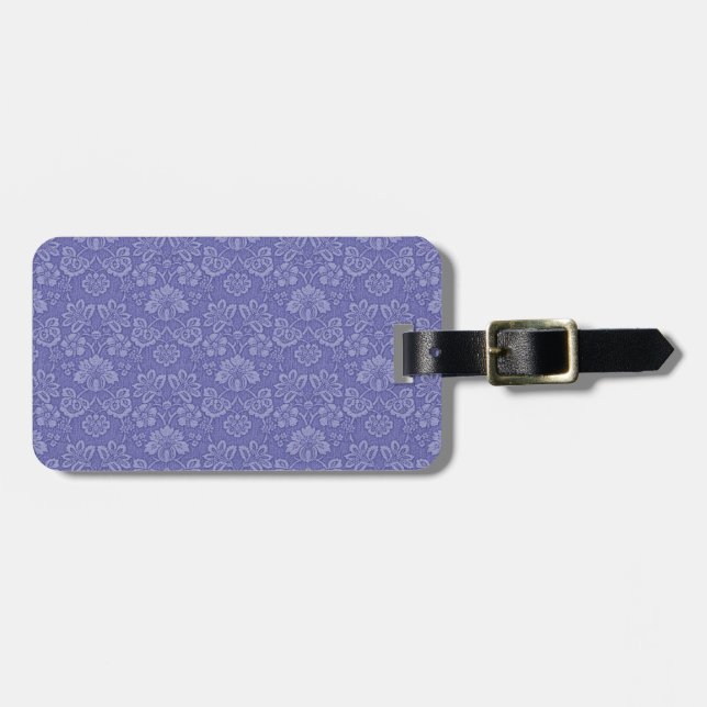 Damask in Blue Luggage Tag (Front Horizontal)