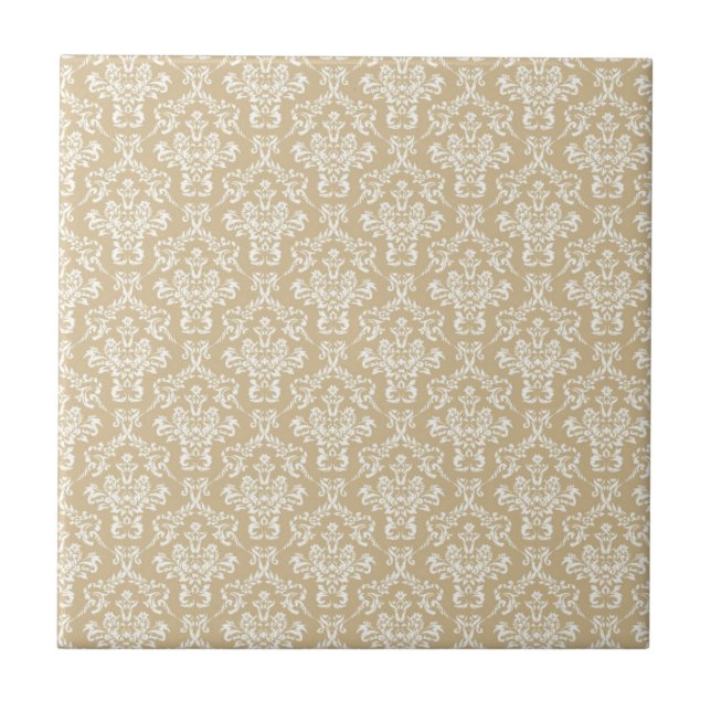 Damask in cream colour ceramic tile (Front)