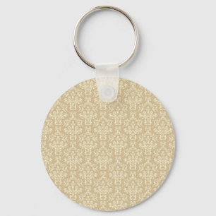 Damask in cream colour key ring