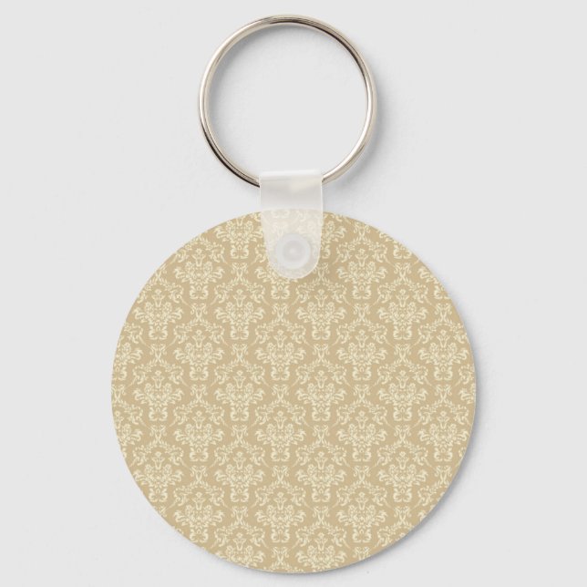 Damask in cream colour key ring (Front)