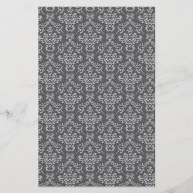 Damask in Grey Stationery (Front)