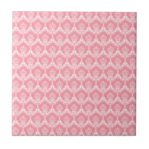 Damask in Pink Ceramic Tile