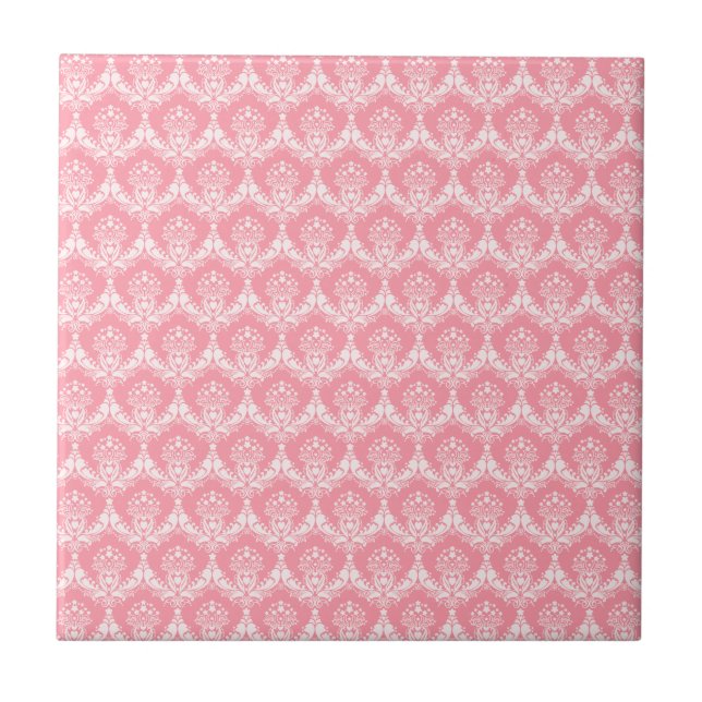 Damask in Pink Ceramic Tile (Front)