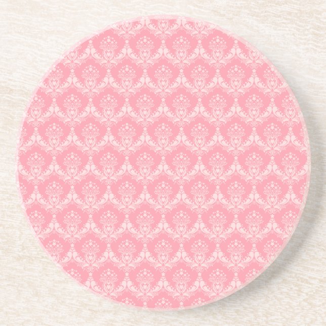 Damask in Pink Coaster (Front)