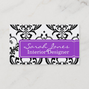 Damask Interior Design Business Card Purple