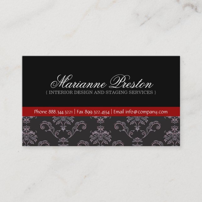Damask Interior Designer Business Card (Front)