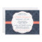 Damask Invitation Bridal, Baby Shower, coral navy