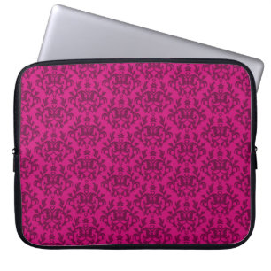 Damask "Kangaroo Paw" dark pink laptop case