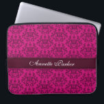 Damask "Kangaroo Paw" named dark pink laptop case<br><div class="desc">Original botanical kangaroo paw with hearts damask patterned case. Perfect to protect your laptop. Customise with your full name. Currently reads: "Annette Parker". The "Kangaroo Paw" is a striking native plant from Western Australia this pattern was inspired from the "Kangaroo Paws" interesting structural nature. Many varieties of Kangaroo Paws are...</div>