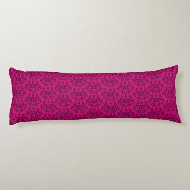 Damask "Kangaroo Paws" dark pink long pillow (Back)