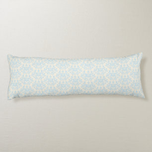 Damask Kangaroo Paws heart cream blue long pillow