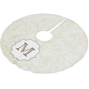 Damask Lace Print Monogram Initial Tree Skirt