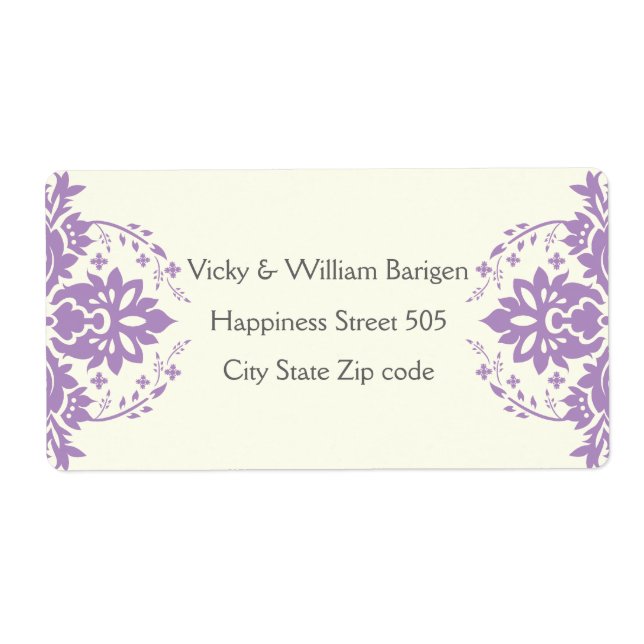 Damask lavender, grey, ivory wedding (Front)