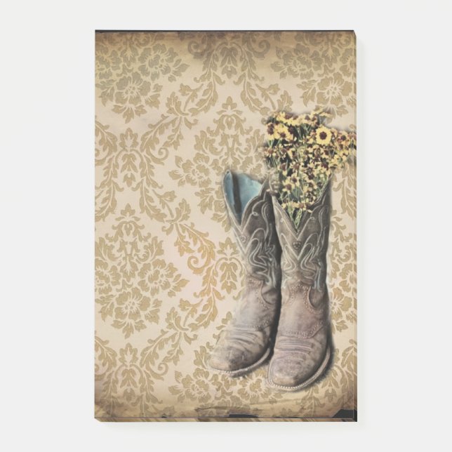 Damask lavender Western country cowboy boots Post-it Notes (Front)