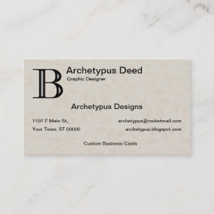 Damask Letter B - Black Business Card
