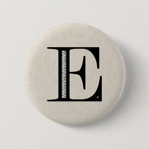 Damask Letter E - Black 6 Cm Round Badge