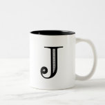 Damask Letter J - Black Two-Tone Coffee Mug<br><div class="desc">Be proud of your name and show it off with your monogram. Gifts with your initials are very hot right now and a monogrammed mug would make a perfect personal gift for the holidays. Check out the rest of my letter and initial items for more styles and colours. If you...</div>