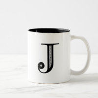 Damask Letter J - Black