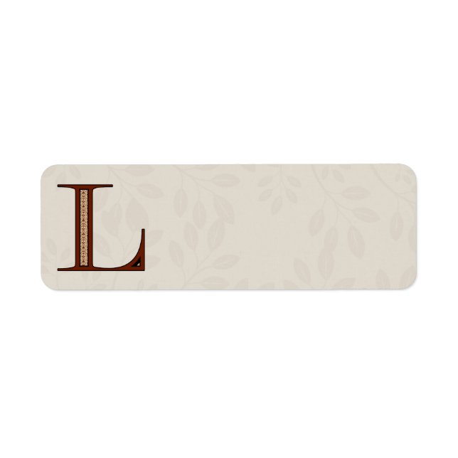 Damask Letter L - Red Return Address Label (Front)