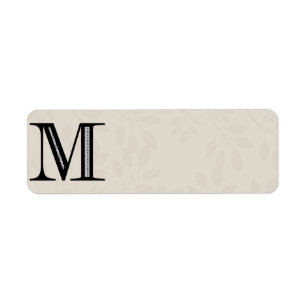 Damask Letter M - Black Return Address Label