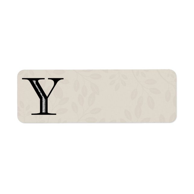 Damask Letter Y - Black Return Address Label (Front)