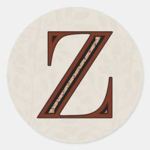 Damask Letter Z - Red Classic Round Sticker