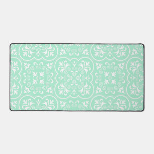 Damask Light Mint Green Designer Coloured Desk Mat