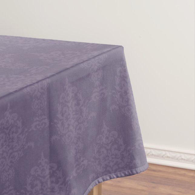 Damask Lighter and Darker Purple Tablecloth (In Situ)