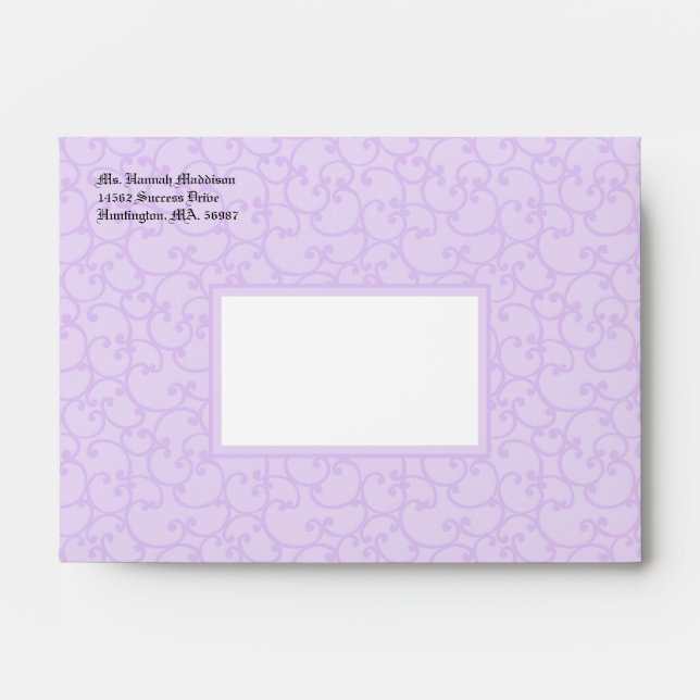 Damask Lite Purple A6 Envelopes (Front)