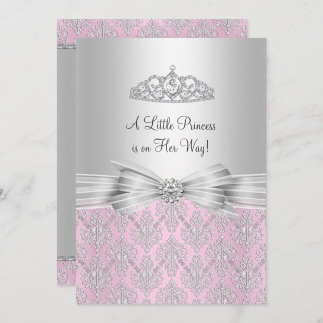 Damask Little Princess Baby Shower Invitation (Front/Back)