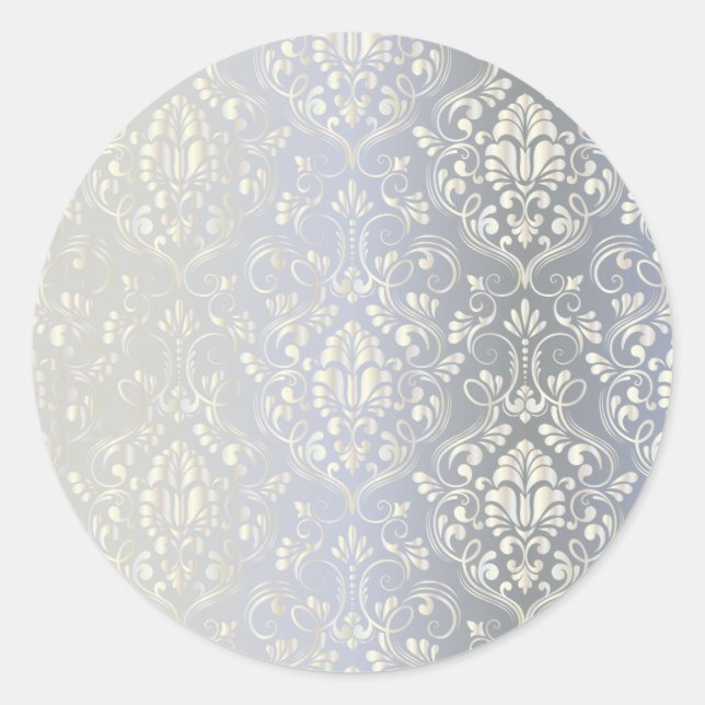 Damask luxury classic round sticker (Front)
