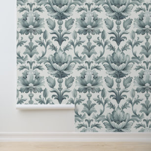 Damask luxury texture of grey flower blossom wallpaper
