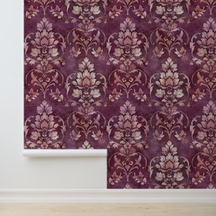 Damask luxury texture of magenta decorative flower wallpaper