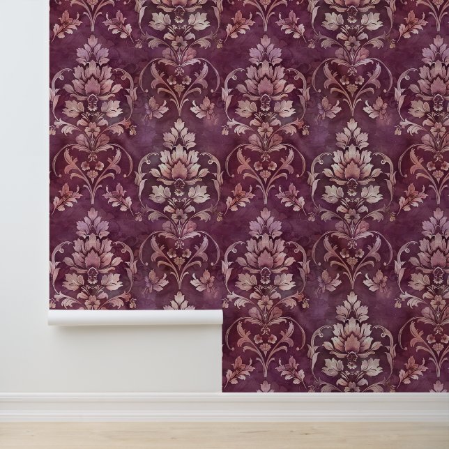 Damask luxury texture of magenta decorative flower wallpaper (Application)