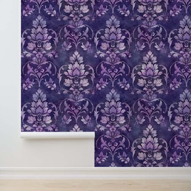 Damask luxury texture of purple decorative flower wallpaper (Application)