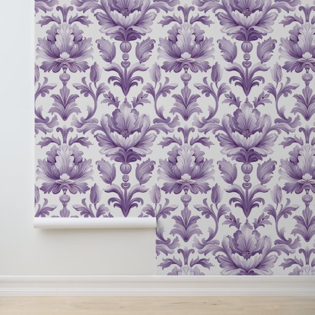Damask luxury texture of purple flower blossom wallpaper (Application)
