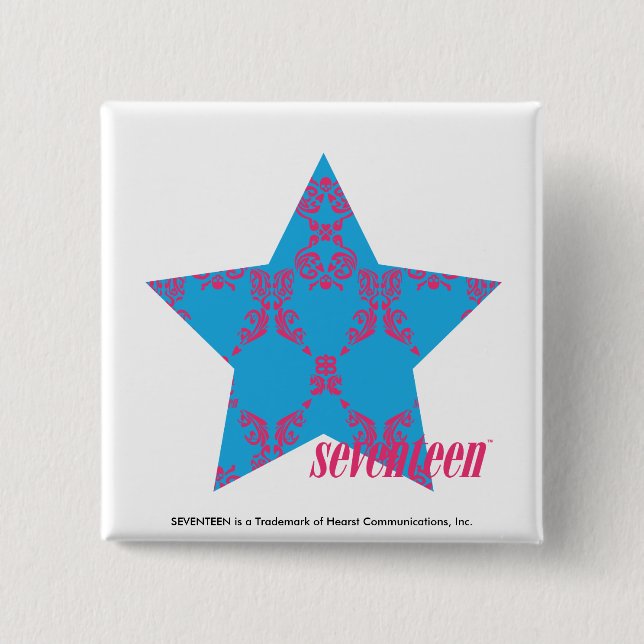 Damask Magenta-Aqua 2 15 Cm Square Badge (Front)