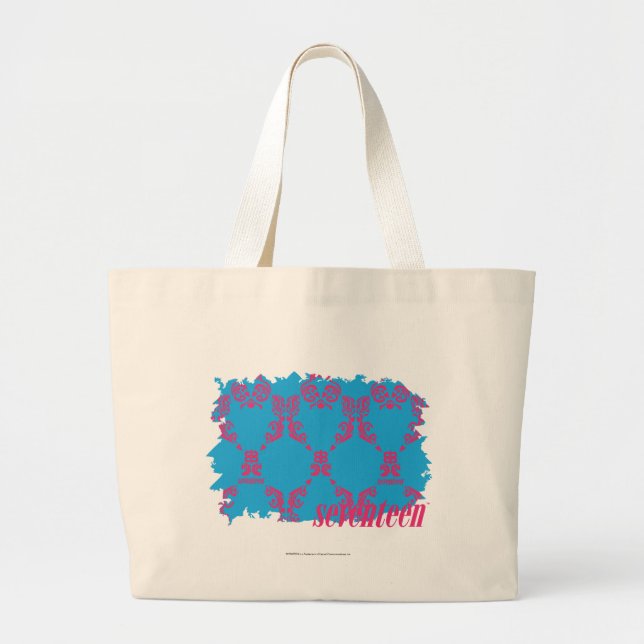 Damask Magenta-Aqua 4 Large Tote Bag (Front)