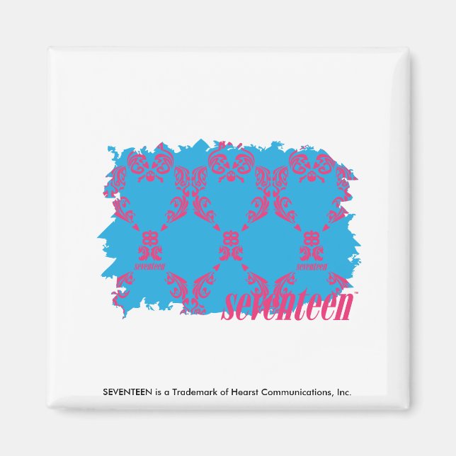 Damask Magenta-Aqua 4 Magnet (Front)