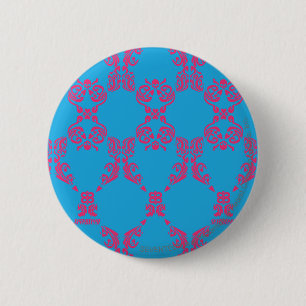 Damask Magenta-Aqua 6 Cm Round Badge