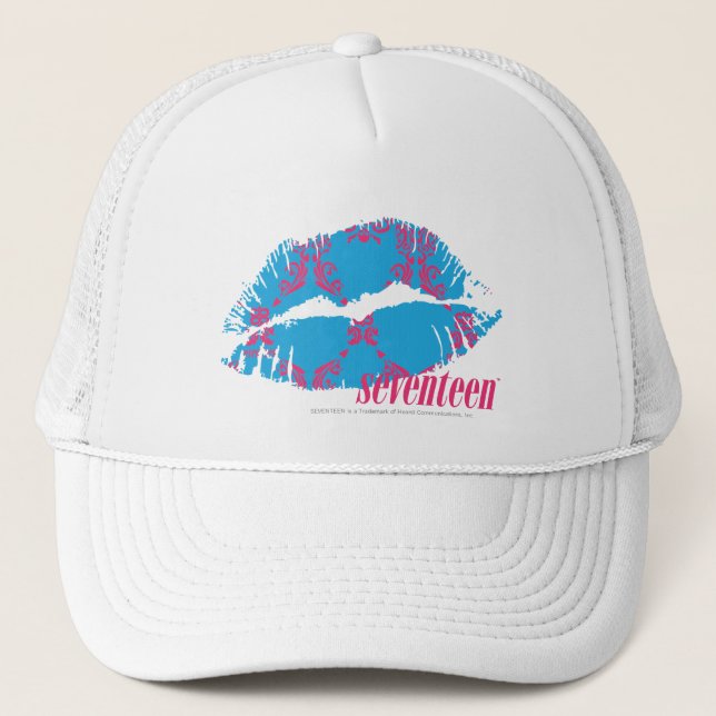 Damask Magenta-Aqua Trucker Hat (Front)