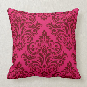 Damask - magenta claret cushion