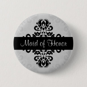 Damask maid of honour 6 cm round badge