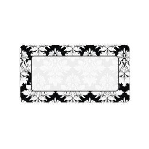 Damask Mailing Labels Black White