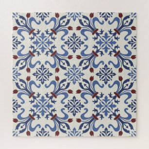 Damask Majolica Pottery Tile Design Jigsaw Puzzle