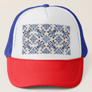 Damask Majolica Pottery Tile Design Trucker Hat