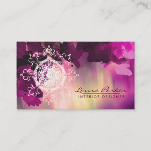 Damask Mandala Abstract Watercolor Artist Vintage Business Card