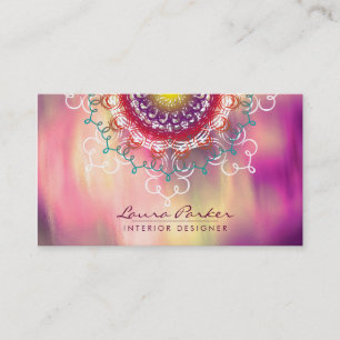 Damask Mandala Watercolor Elegant Artist Vintage Business Card