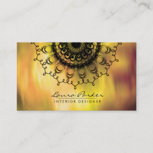 Damask Mandala Watercolor Elegant Artist Vintage Business Card