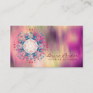 Damask Mandala Watercolor Elegant Artist Vintage Business Card